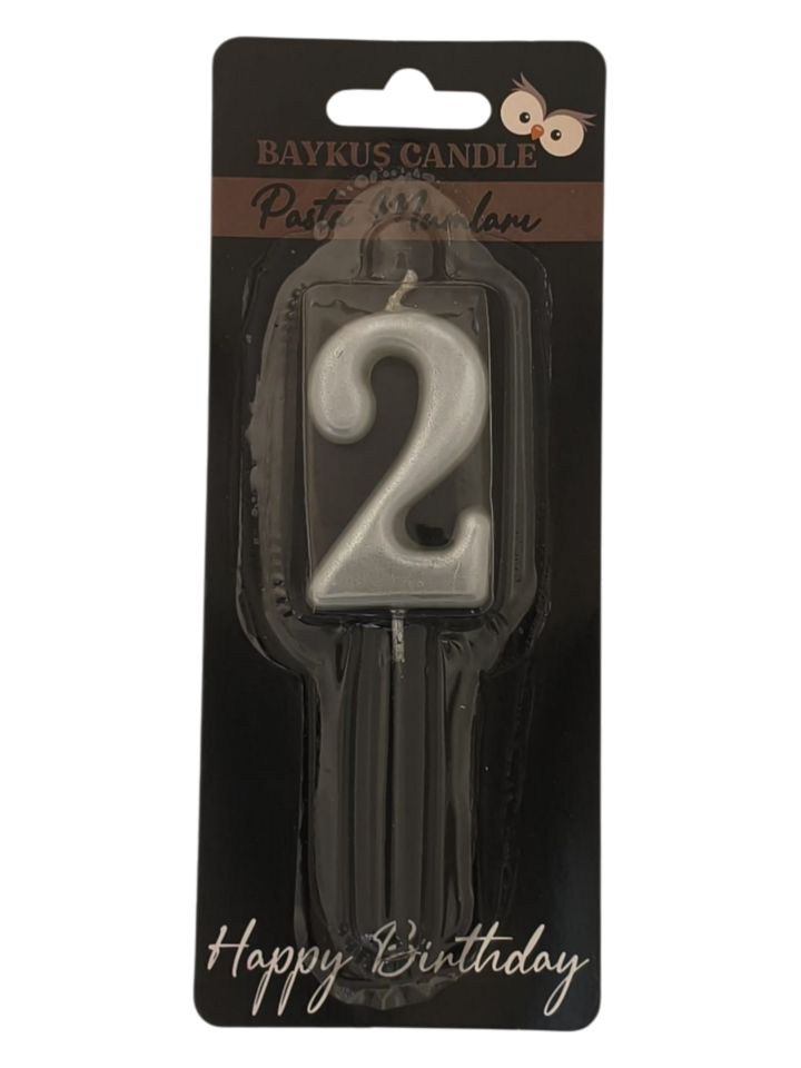 24 ' LÜ 5 CM RAKAM MUM GÜMÜŞ 2