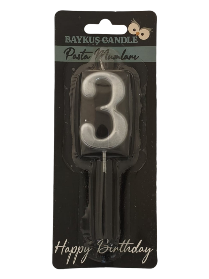24 ' LÜ 5 CM RAKAM MUM GÜMÜŞ 3