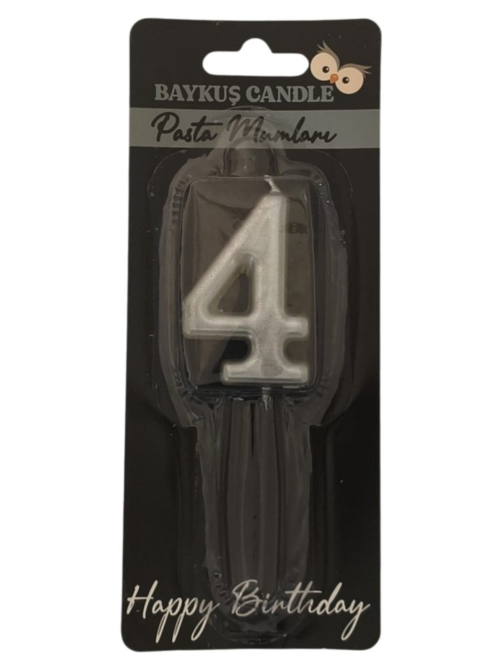 24 ' LÜ 5 CM RAKAM MUM GÜMÜŞ 4
