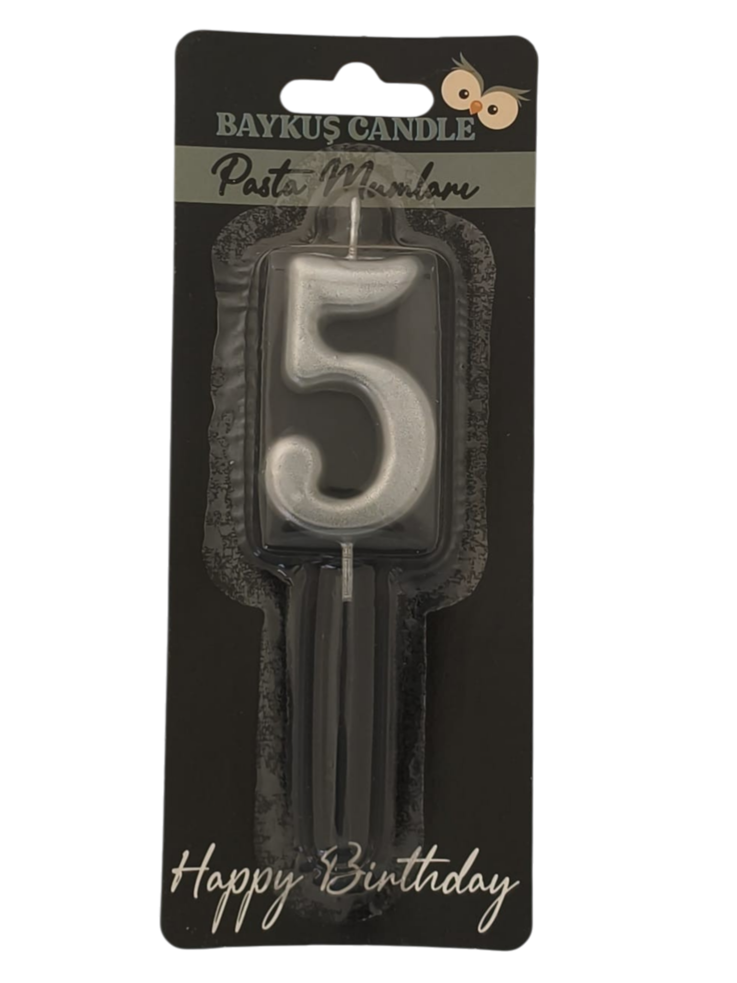 24 ' LÜ 5 CM RAKAM MUM GÜMÜŞ 5