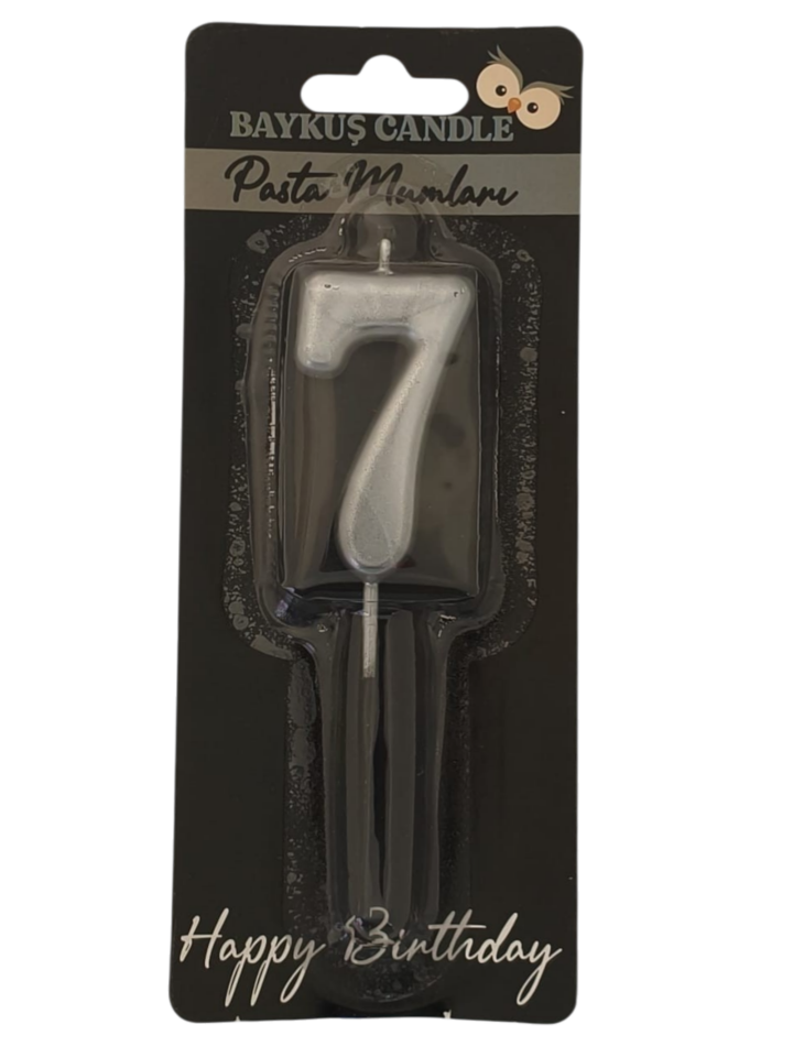 24 ' LÜ 5 CM RAKAM MUM GÜMÜŞ 7