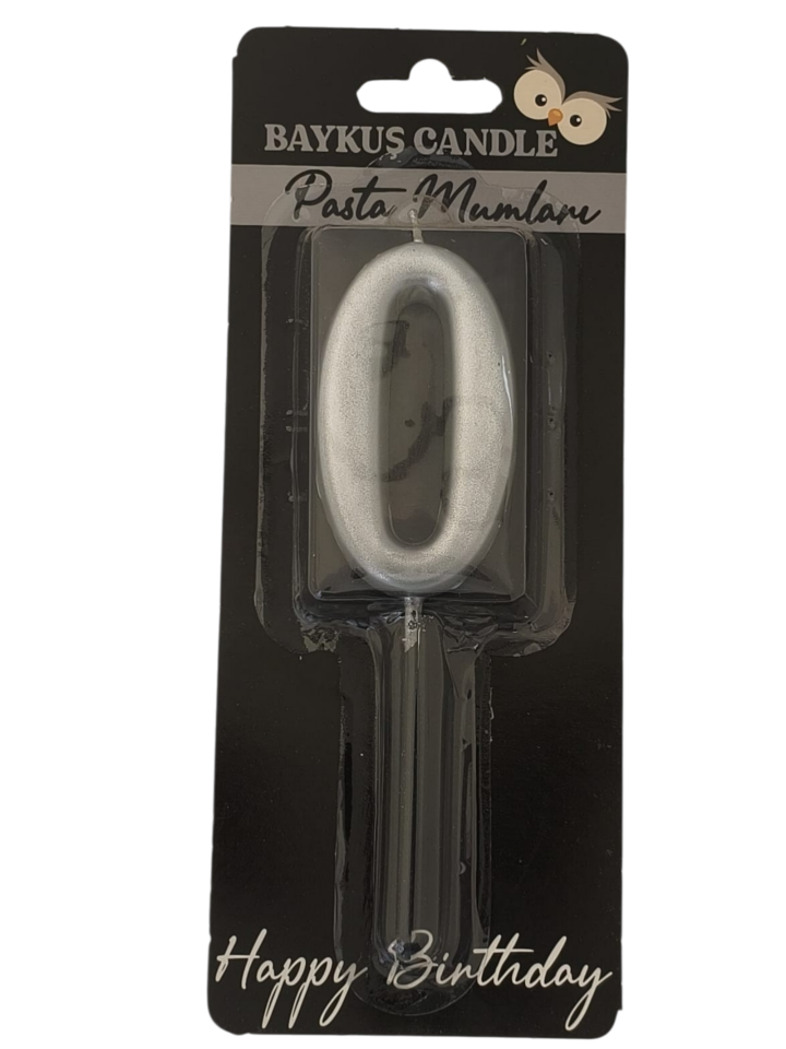 24 ' LÜ 7 CM RAKAM MUM GÜMÜŞ 0