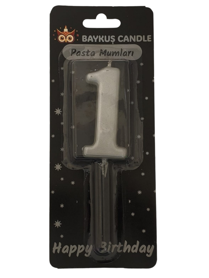 24 ' LÜ 7 CM RAKAM MUM GÜMÜŞ 1