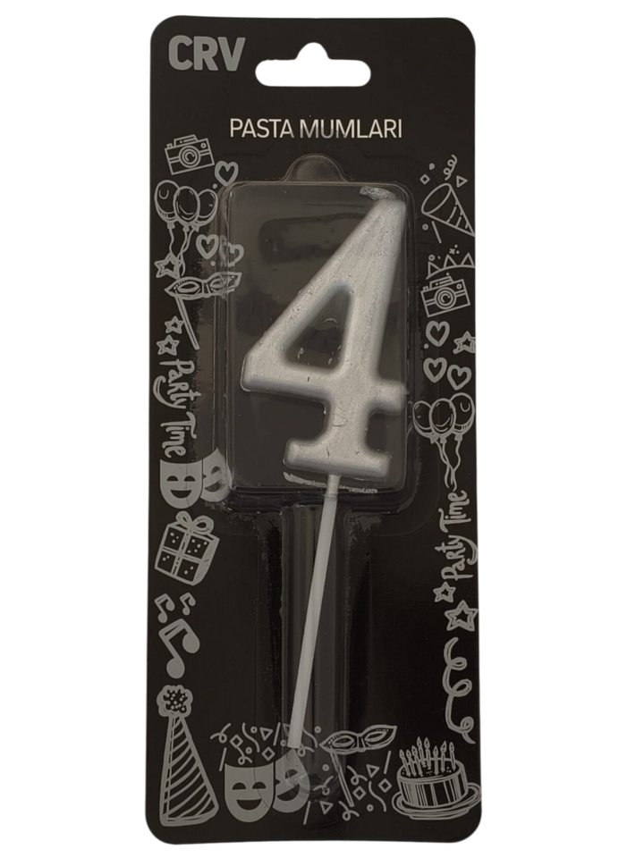 24 ' LÜ 7 CM RAKAM MUM GÜMÜŞ 4