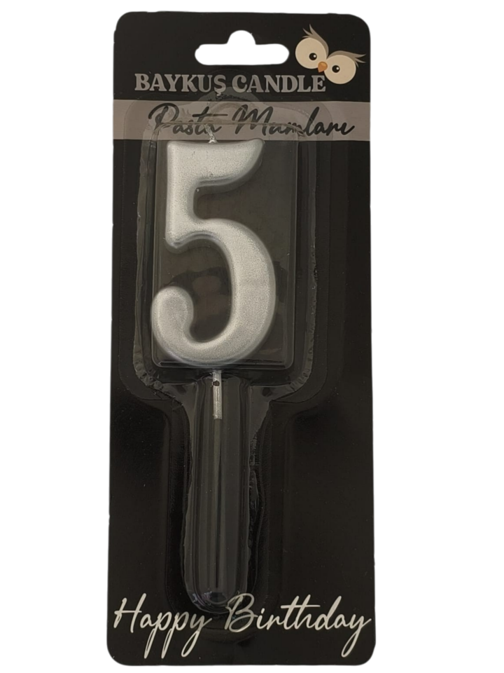 24 ' LÜ 7 CM RAKAM MUM GÜMÜŞ 5