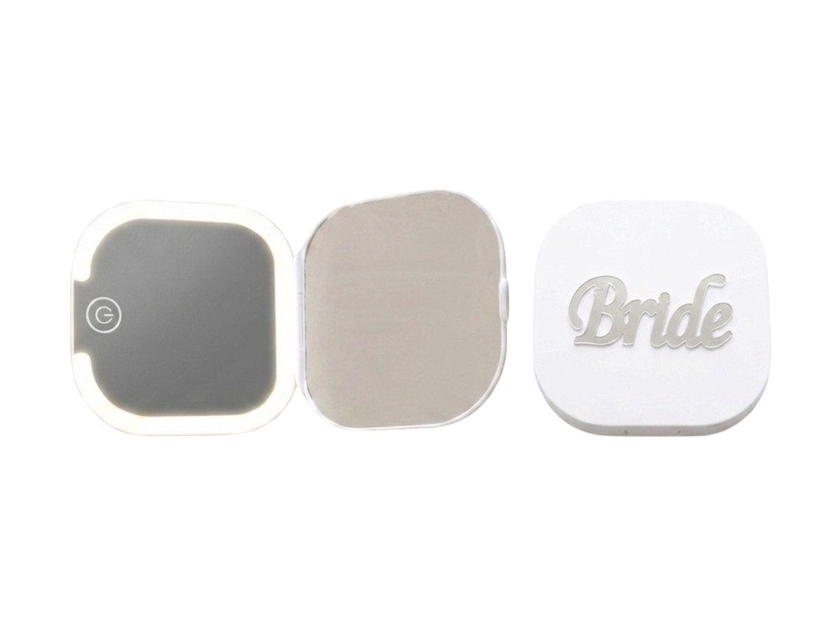 LEDLİ BRİDE CEP AYNASI KARE GÜMÜŞ