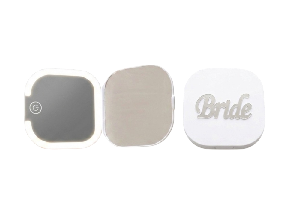 LEDLİ BRİDE CEP AYNASI KARE GÜMÜŞ