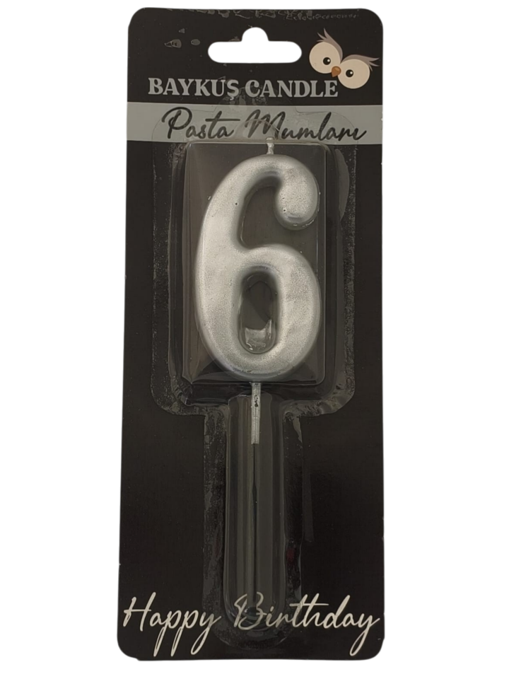 24 ' LÜ 7 CM RAKAM MUM GÜMÜŞ 6