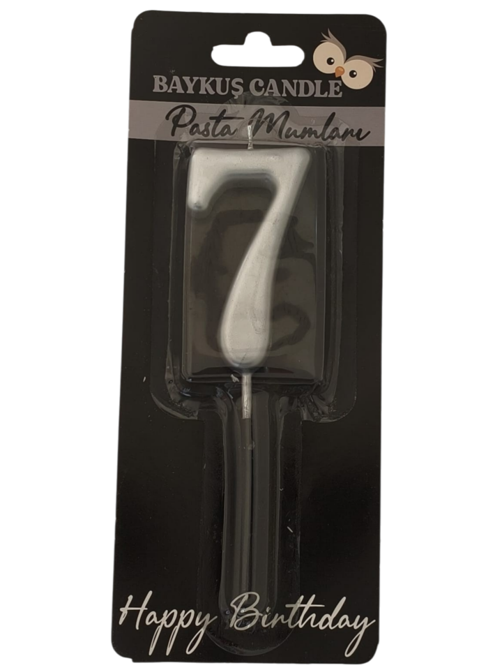 24 ' LÜ 7 CM RAKAM MUM GÜMÜŞ 7