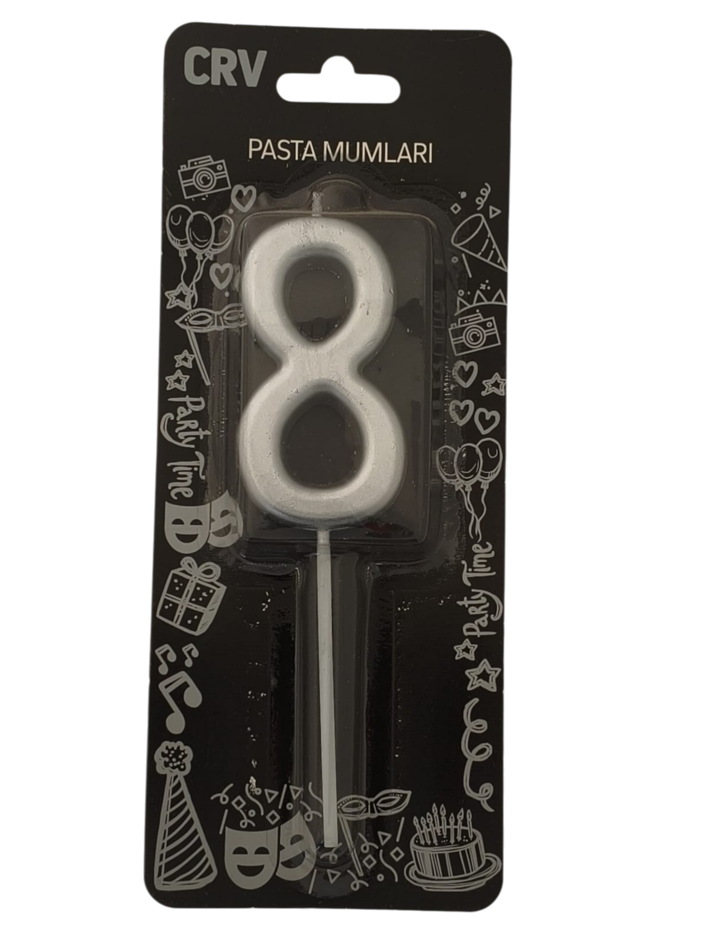 24 ' LÜ 7 CM RAKAM MUM GÜMÜŞ 8