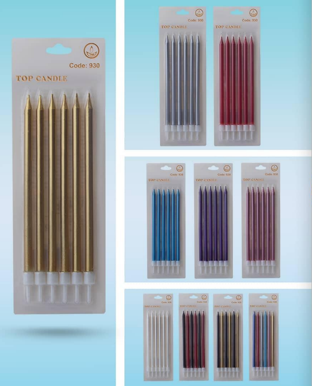 24 ADET 15 CM METALİK MUM 6 'LI  KUTU İÇİ GÖRSELDEKİ RENKLER