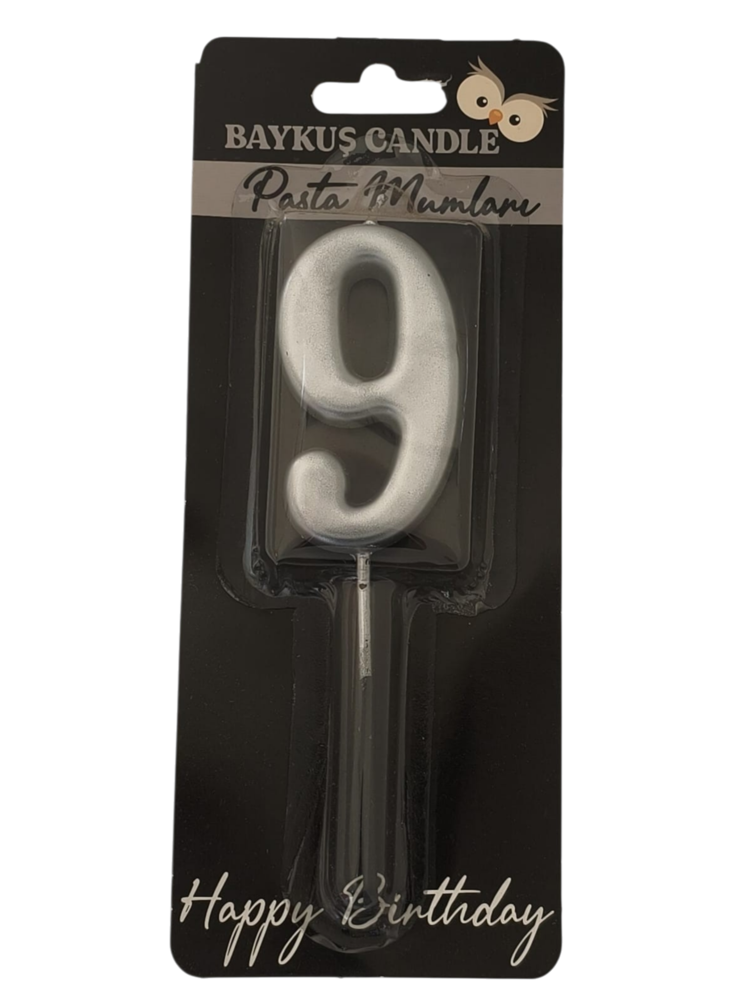 24 ' LÜ 7 CM RAKAM MUM GÜMÜŞ 9