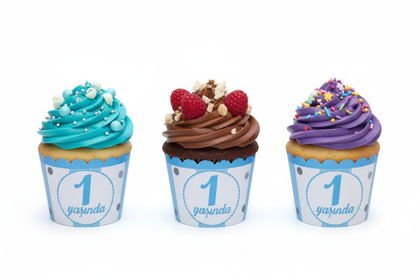 25Lİ CUPCAKE 1 YAŞ MAVİ