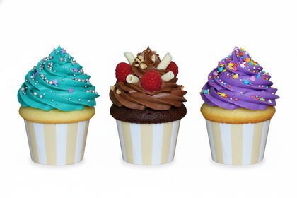 25Lİ CUPCAKE ÇİZGİLİ MAKARON KREM