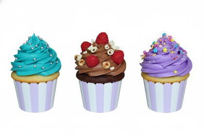 25Lİ CUPCAKE ÇİZGİLİ MAKARON LİLA
