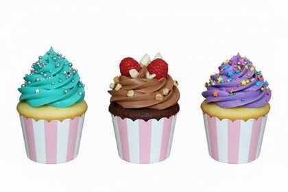 25Lİ CUPCAKE ÇİZGİLİ MAKARON PEMBE