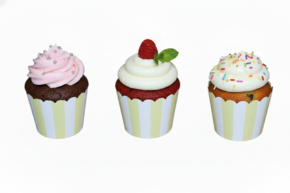 25Lİ CUPCAKE ÇİZGİLİ MAKARON SARI