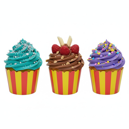25Lİ CUPCAKE ÇİZGİLİ SARI KIRMIZI