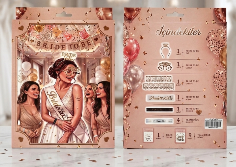 KUTULU 6'LI BRİDE TOBE GOLD SET