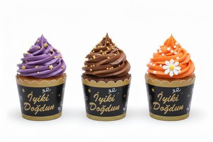25Lİ CUPCAKE İYİKİ DOĞDUN SİYAHA GOLD