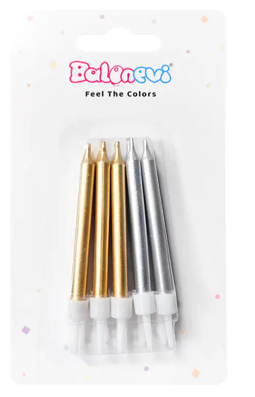 Gold Silver Karışık 7 Cm Mum 10'lu
