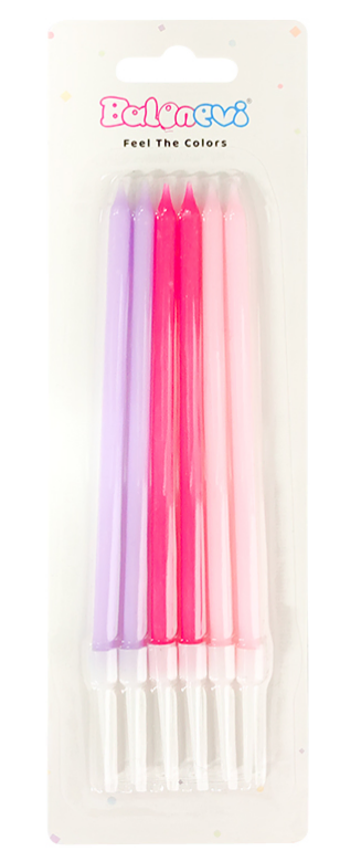 Pembe Düşler Karışık 15 Cm Mum 6'lı