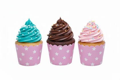 25Lİ CUPCAKE PEMBE YILDIZLI