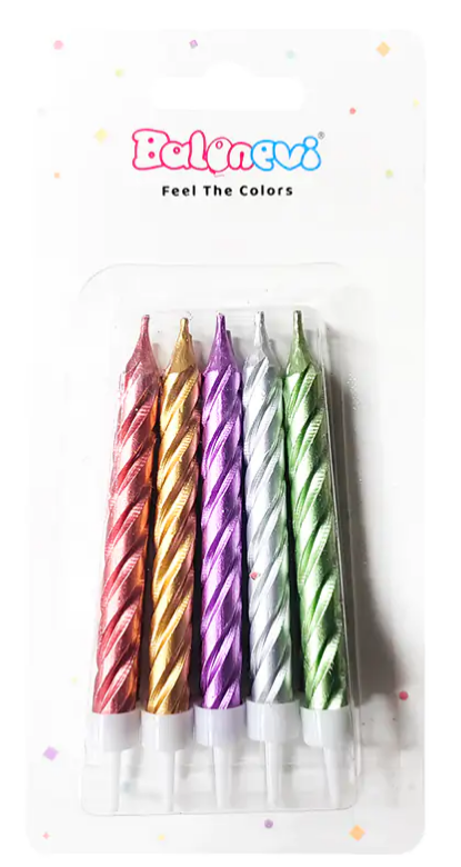 Spiral Krom Karışık Mum 7cm 10'lu
