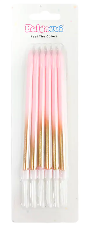 Gold Makaron Pembe Mum 15cm 6'lı