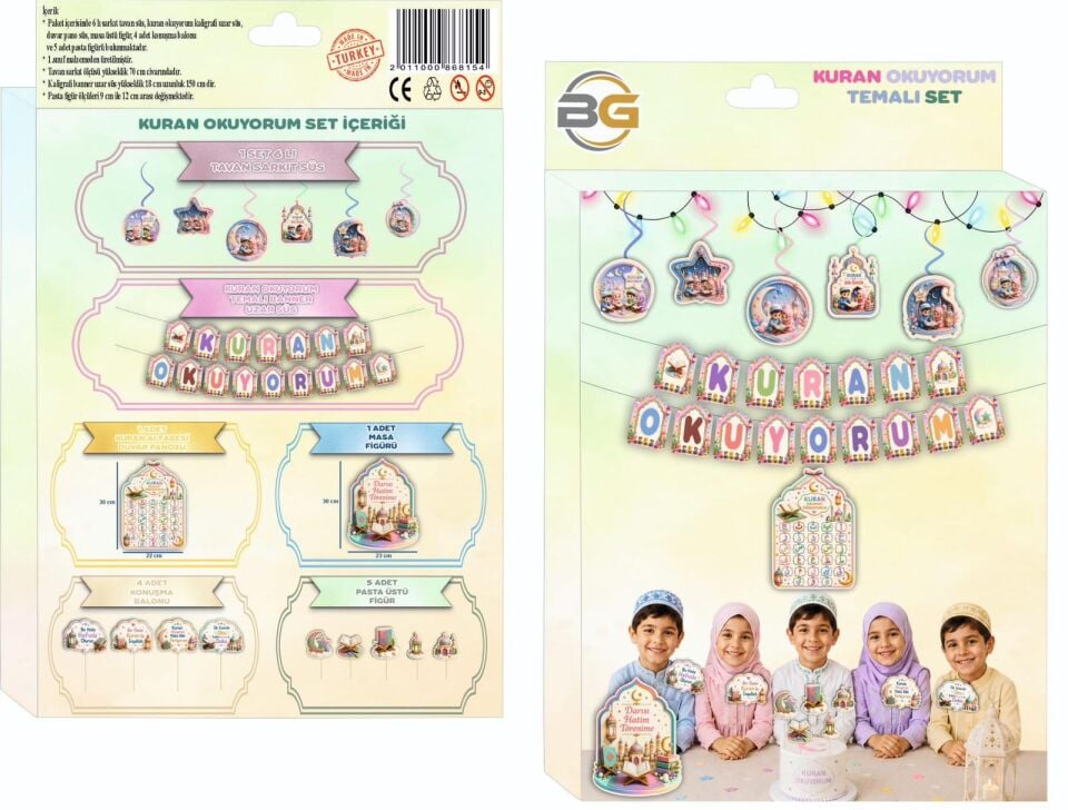 KURAN OKUYORUM TEMALI SET RENKLİ