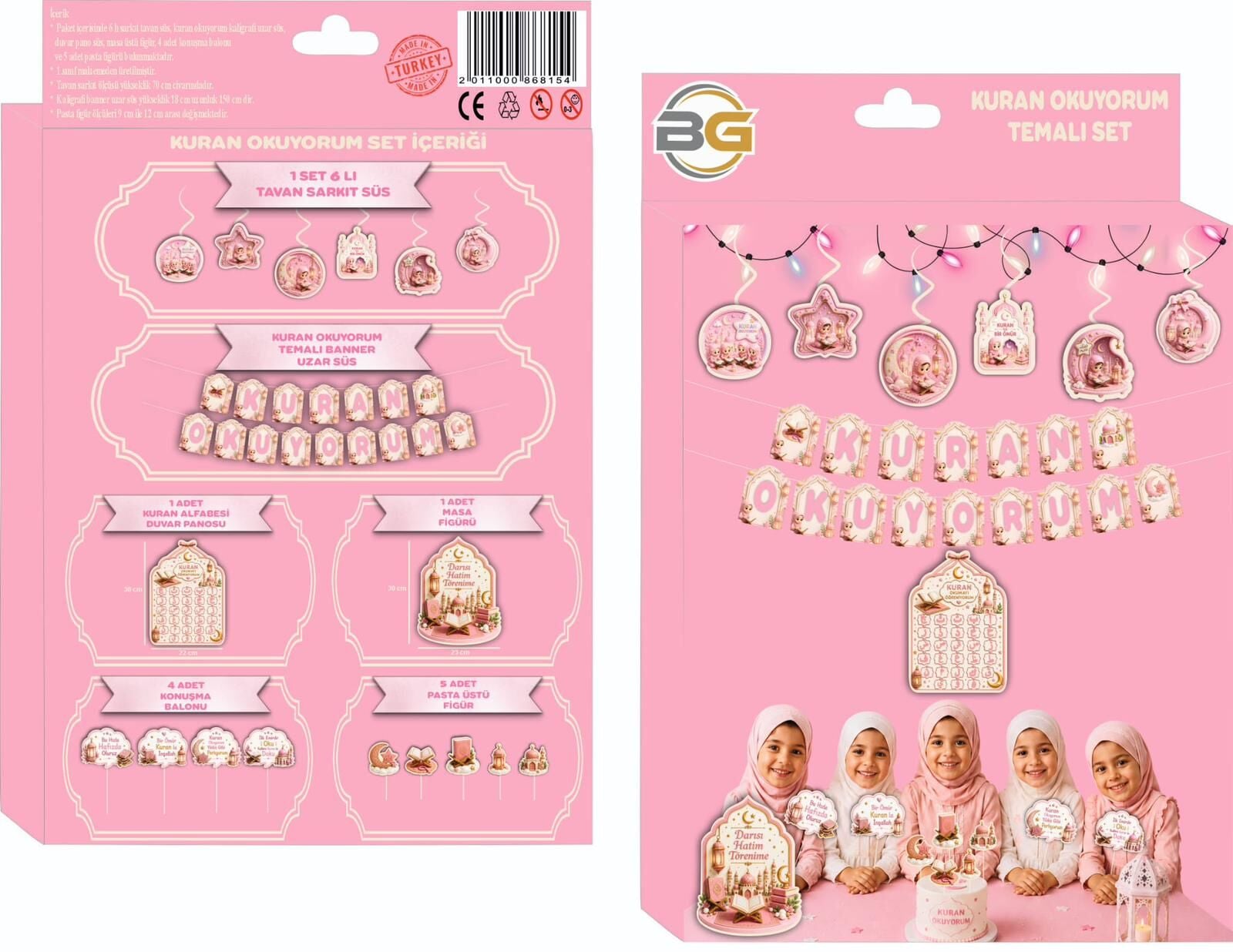 KURAN OKUYORUM TEMALI SET PEMBE