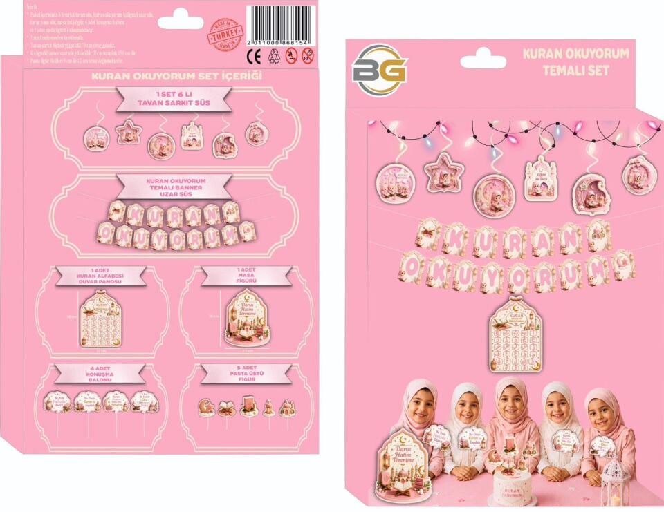 KURAN OKUYORUM TEMALI SET PEMBE