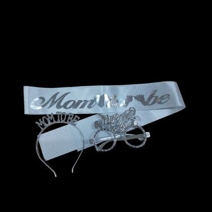 3 LÜ MİKA TAÇ KUŞAK GÖZLÜK SET MOM TOBE BEYAZA GÜMÜŞ