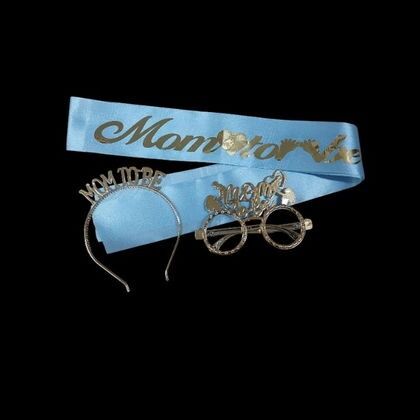 3 LÜ MİKA TAÇ KUŞAK GÖZLÜK SET MOM TOBE MAVİ GOLD