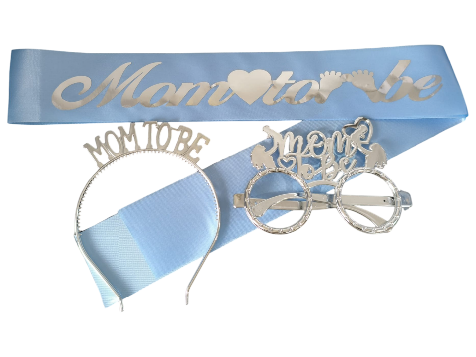 3 LÜ MİKA TAÇ KUŞAK GÖZLÜK SET MOM TOBE MAVİ GÜMÜŞ