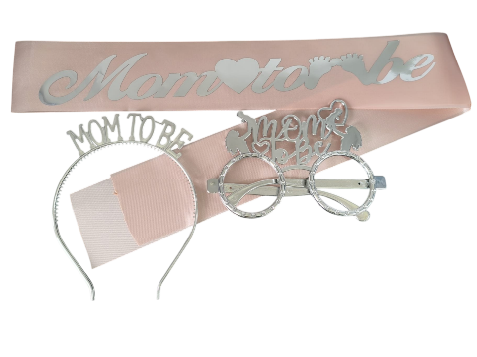 3 LÜ MİKA TAÇ KUŞAK GÖZLÜK SET MOM TOBE PEMBE GÜMÜŞ