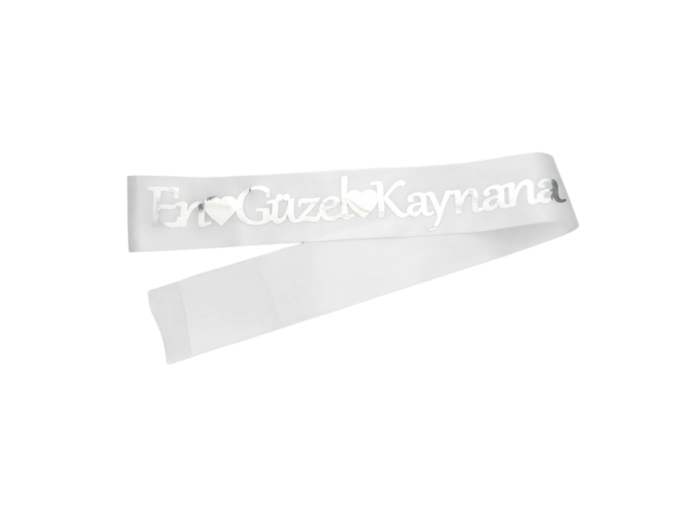 EN GÜZEL KAYNANA KUMAŞ KUŞAK BEYAZ GÜMÜŞ