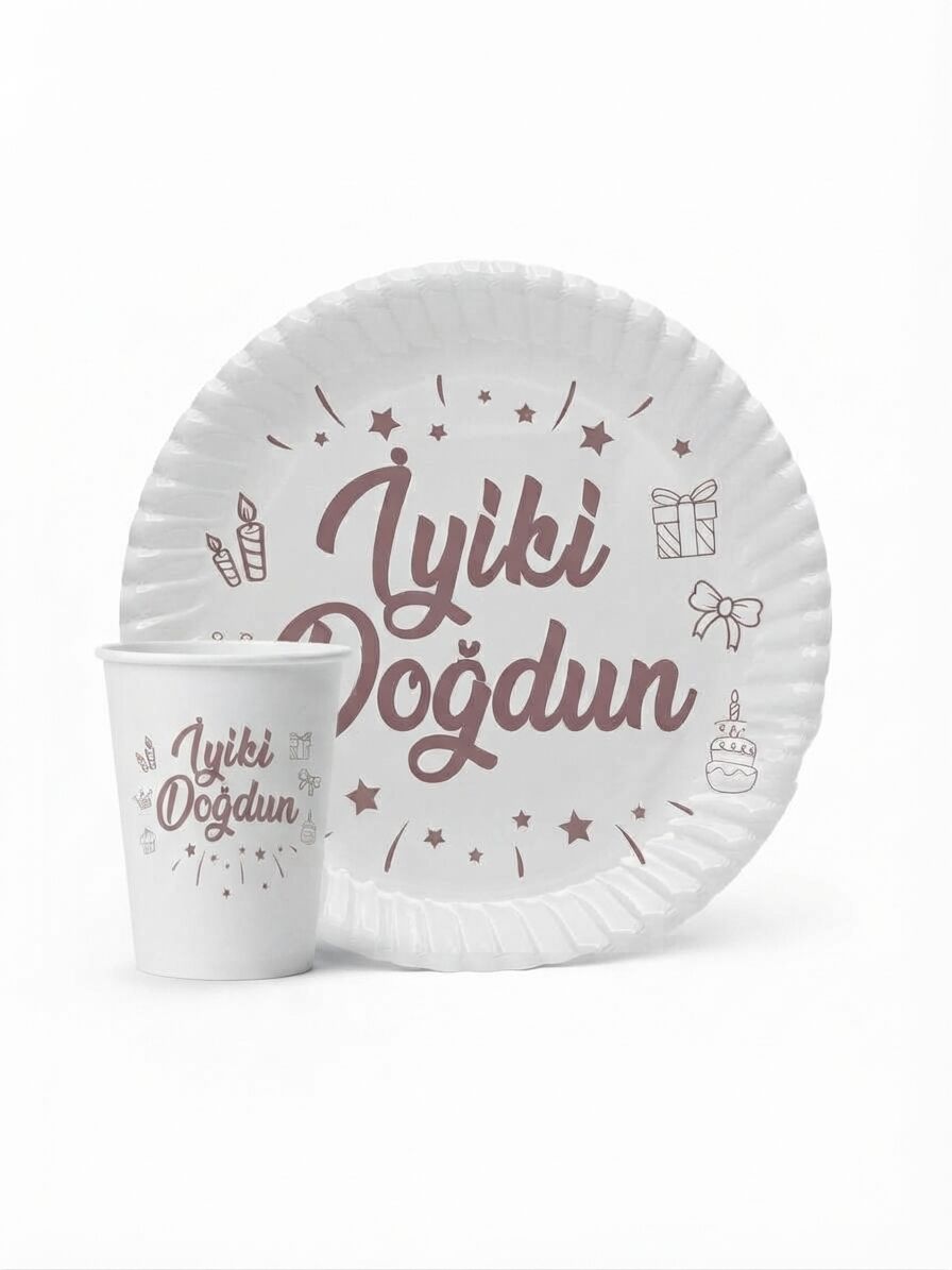 İYİKİ DOĞDUN TABAK BARDAK BEYAZ