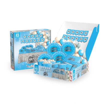 45 PARÇA HAPPY BİRTHDAY MAVİ KONSEPT SETİ