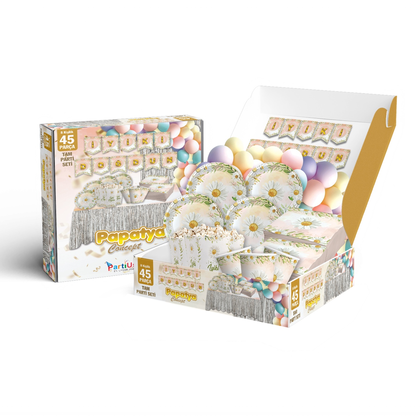 45 PARÇA İYİ Kİ DOĞDUN PAPATYA KONSEPT SETİ