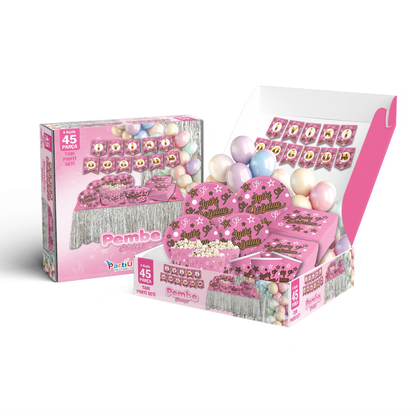 45 PARÇA İYİ Kİ DOĞDUN PEMBE KONSEPT SETİ