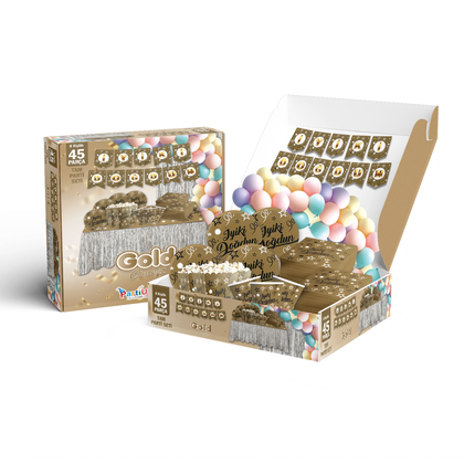 45 PARÇA İYİ Kİ DOĞDUN SİYAH GOLD KONSEPT SETİ