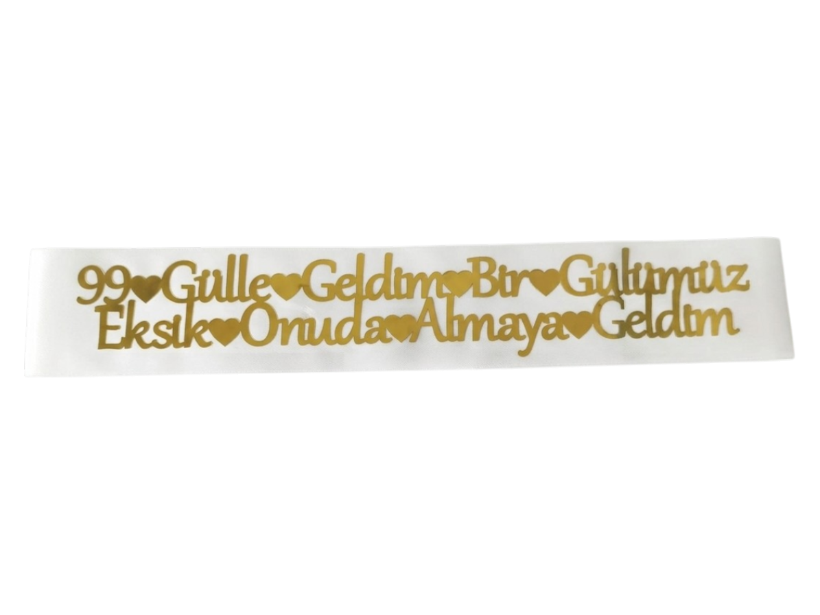 99 GÜLLE GELDİM KUŞAK BEYAZ GOLD
