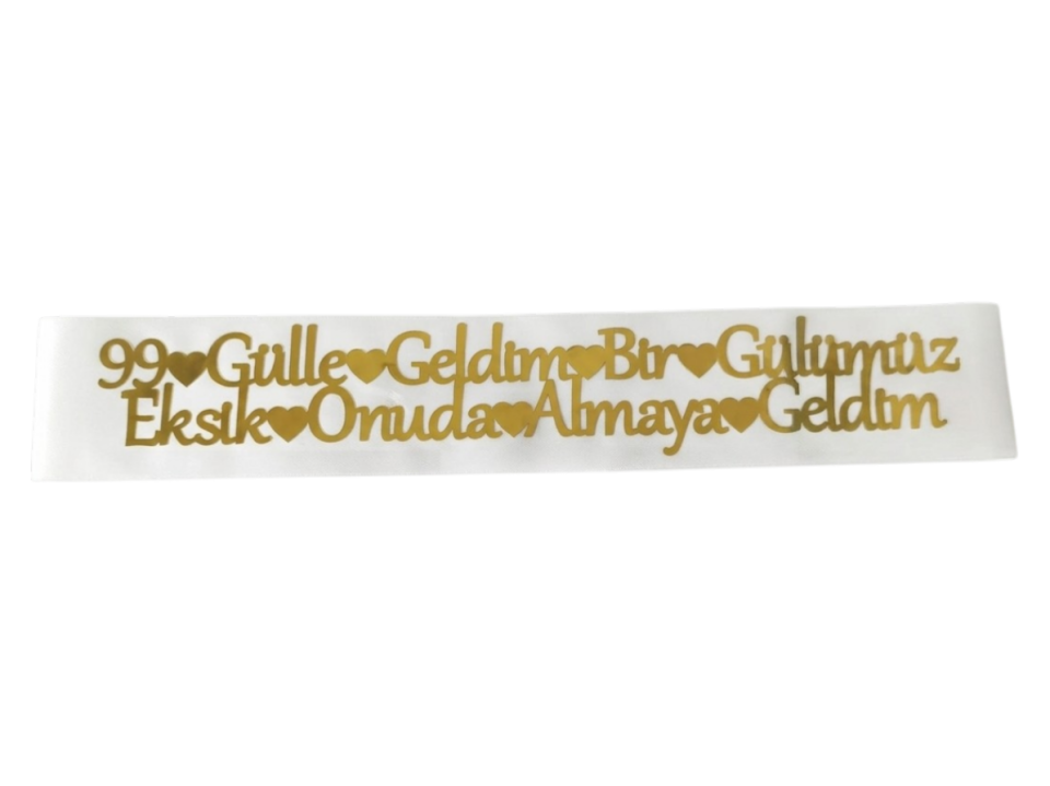 99 GÜLLE GELDİM KUŞAK BEYAZ GOLD