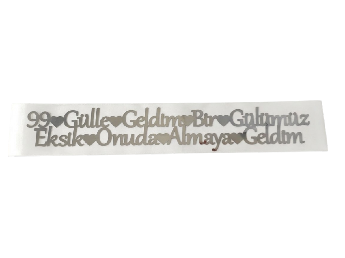 99 GÜLLE GELDİM KUŞAK BEYAZ GÜMÜŞ