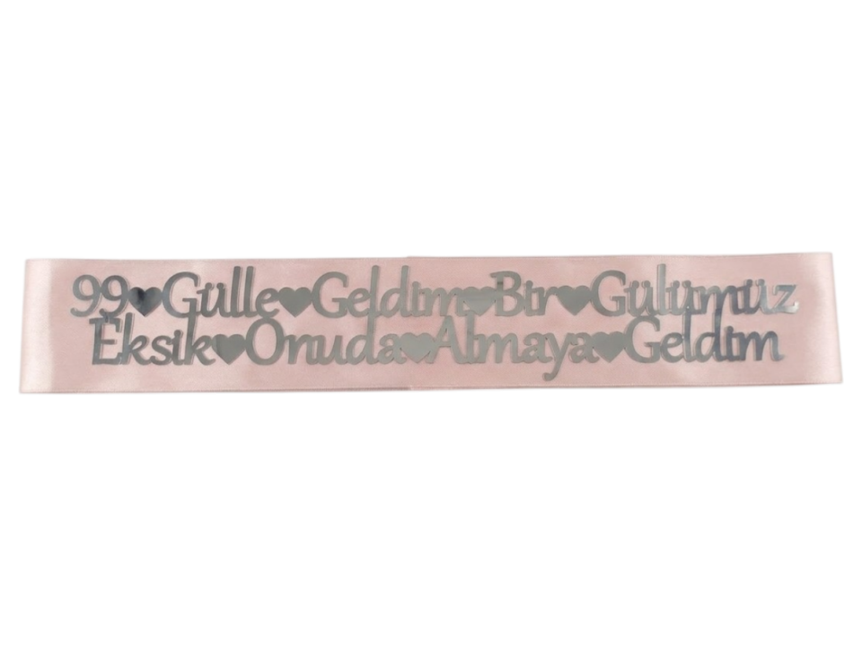 99 GÜLLE GELDİM KUŞAK PEMBE GÜMÜŞ