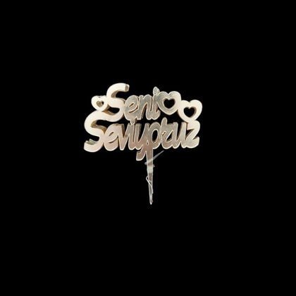 AHŞAP STAND YEDEK YAZI (10'LU) SENİ SEVİYORUZ GOLD