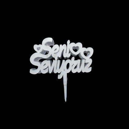 AHŞAP STAND YEDEK YAZI (10'LU) SENİ SEVİYORUZ GÜMÜŞ