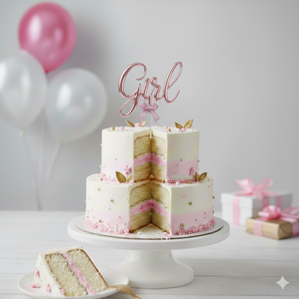 ÇUBUKLU PASTA YAZISI GİRL PEMBE 12'Lİ