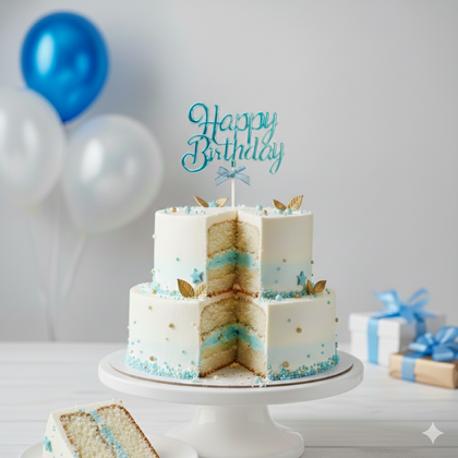 ÇUBUKLU PASTA YAZISI HAPPY MAVİ 12'Lİ